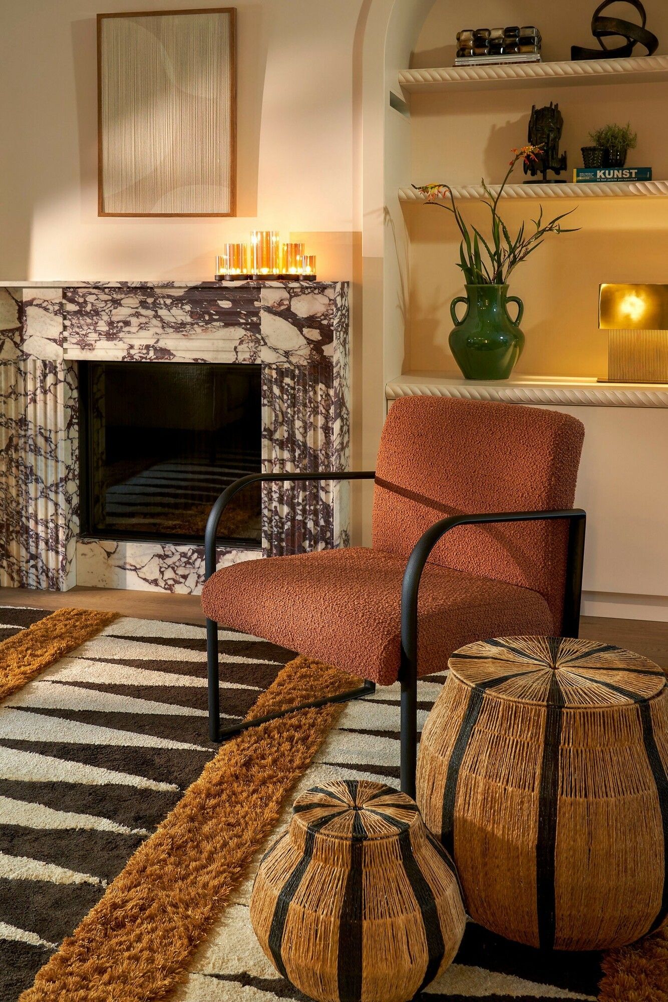 Modern Armchair with Bouclé Upholstery