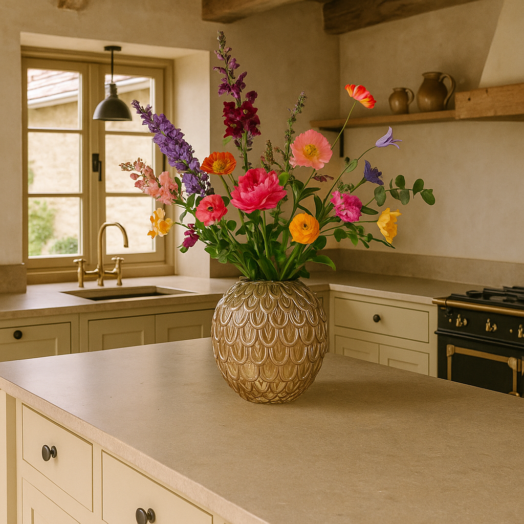 Decorative Gold Vase with Embossed Pattern
